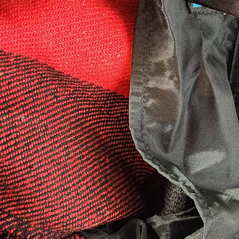 Bronzini Red and Black Buffalo Check Wool Blend Semi Lined Vintage Shacket Sz L - Picture 16 of 16